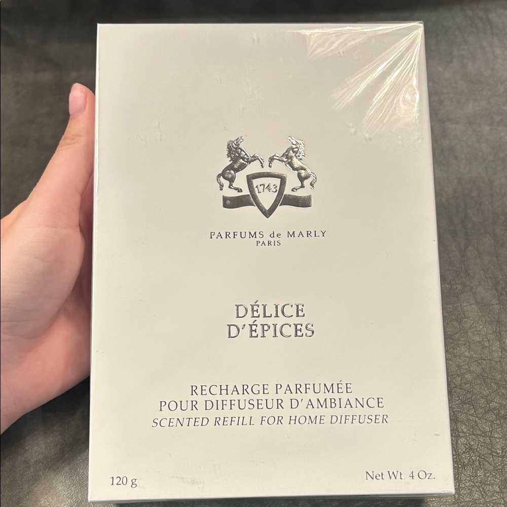 Parfums de Marly "Délice d'Épices" scented refill for a home diffuser.